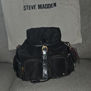 Steve Madden Black Nylon Backpack Purse